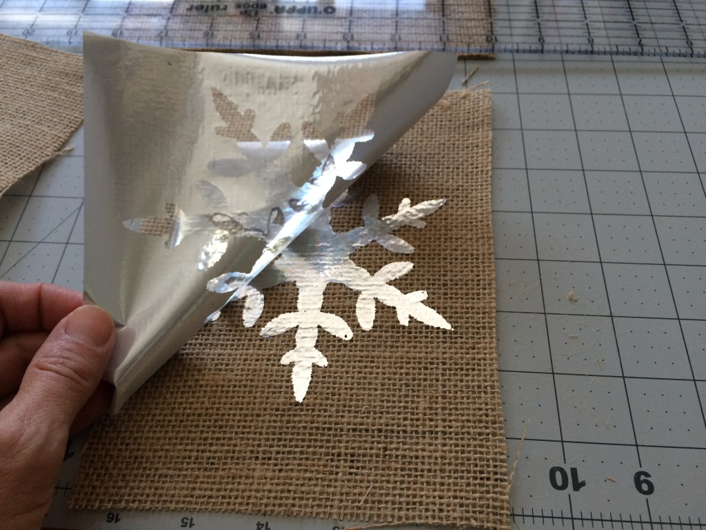foil snoflake burlap ornament 5