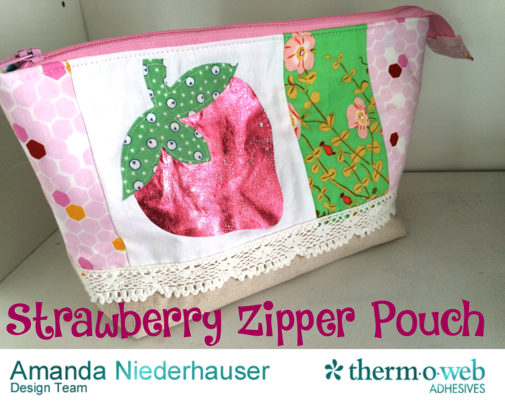 strawberry zipper pouch tutorial deco foil