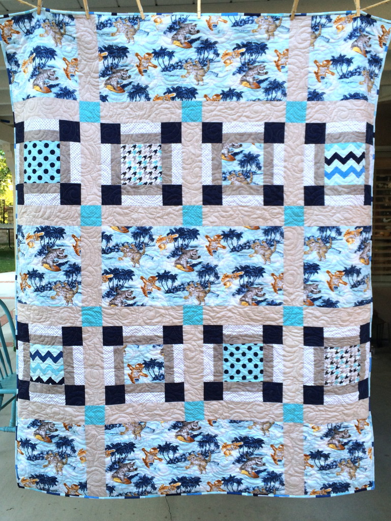 surfing cats quilt 22