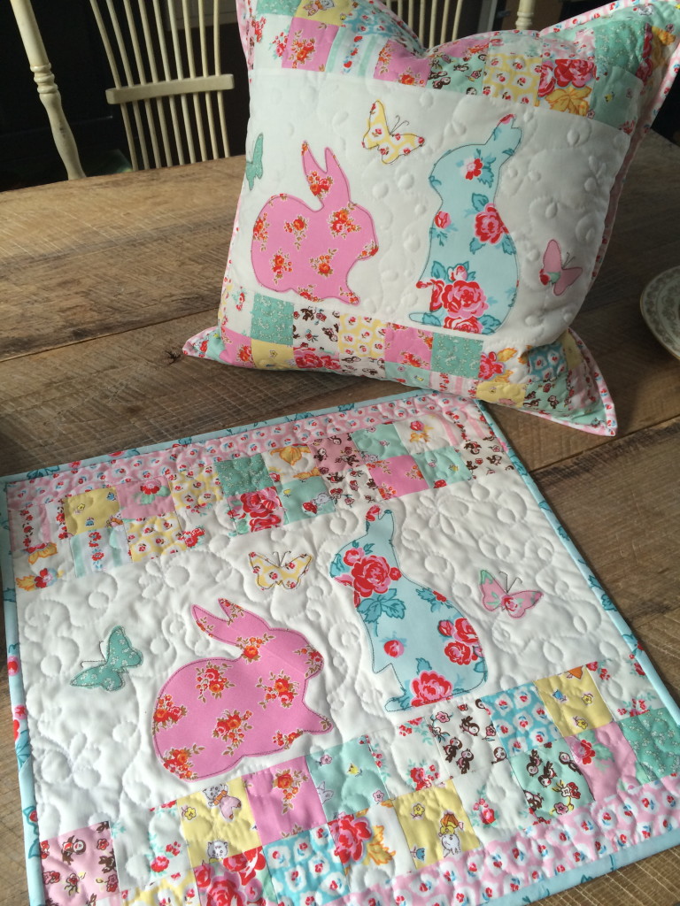 bunny applique pillow and quilt 11