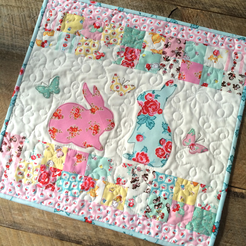 bunny applique pillow and quilt 16