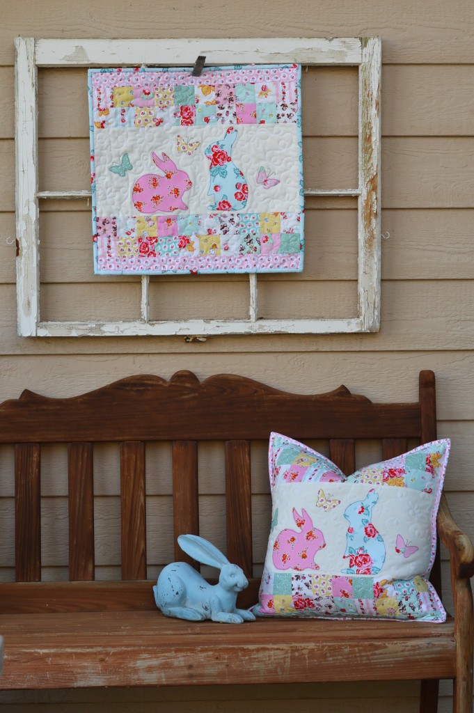 bunny applique pillow and quilt 2