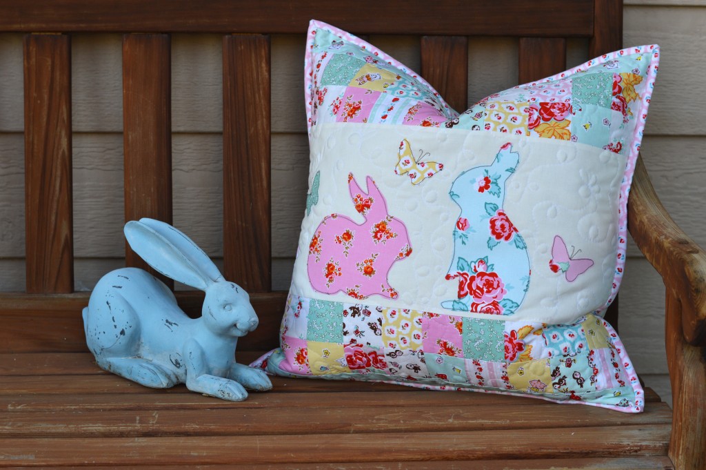 bunny applique pillow and quilt 4