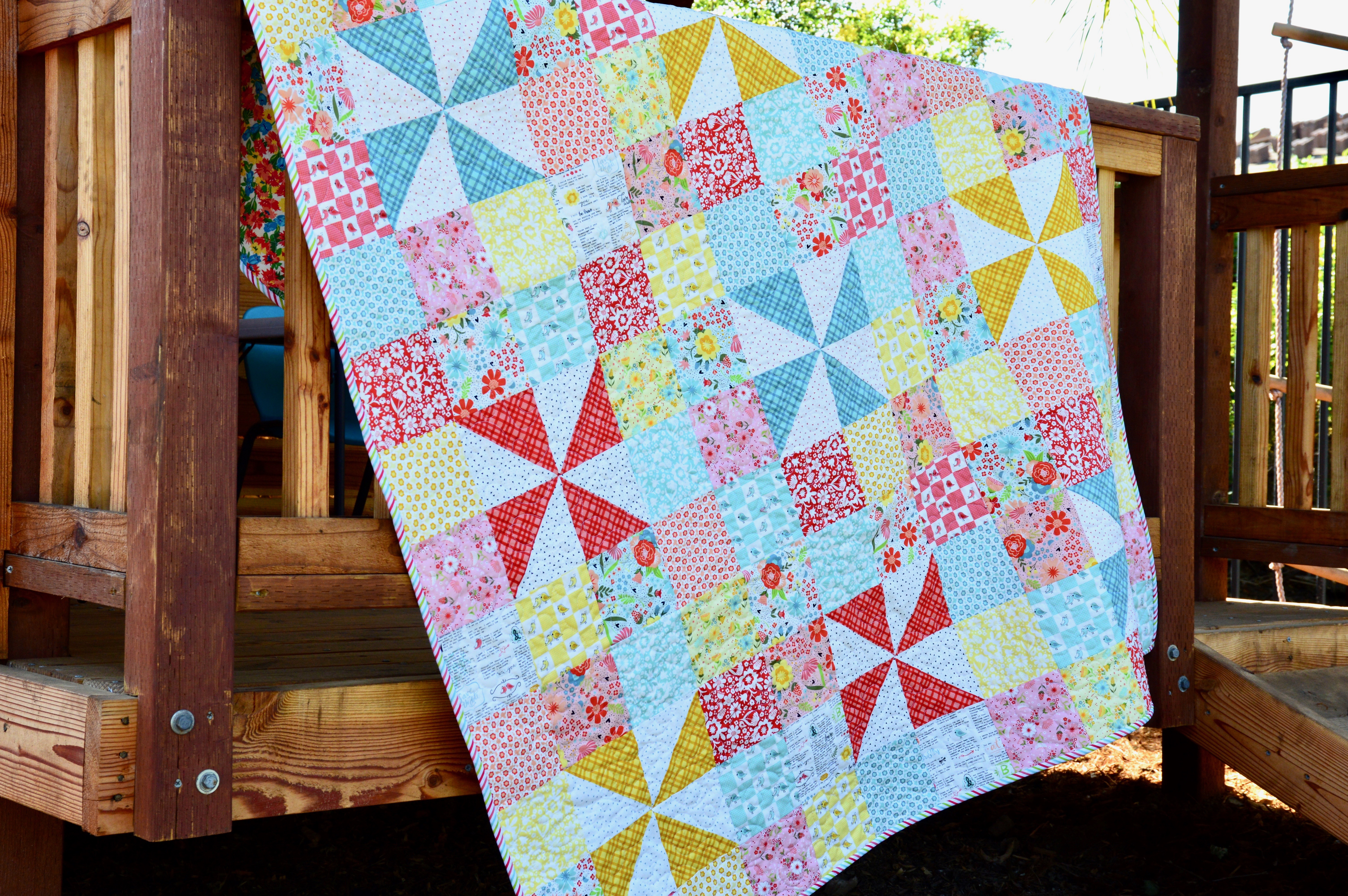 Quilt Sewing Pattern Log Cabin Pinwheel Tiles Quilting Patchwork