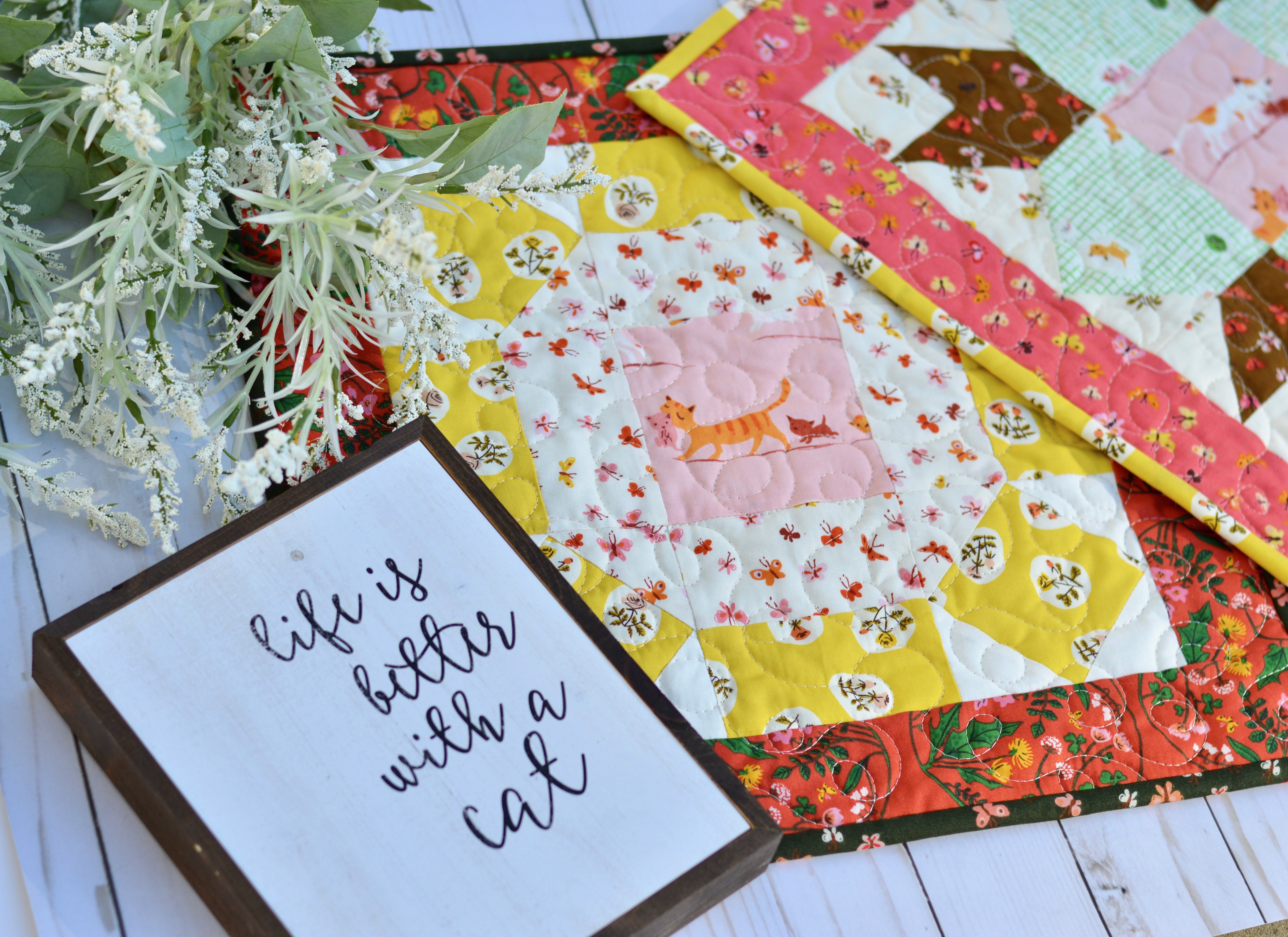 tiger lily cat quilt block