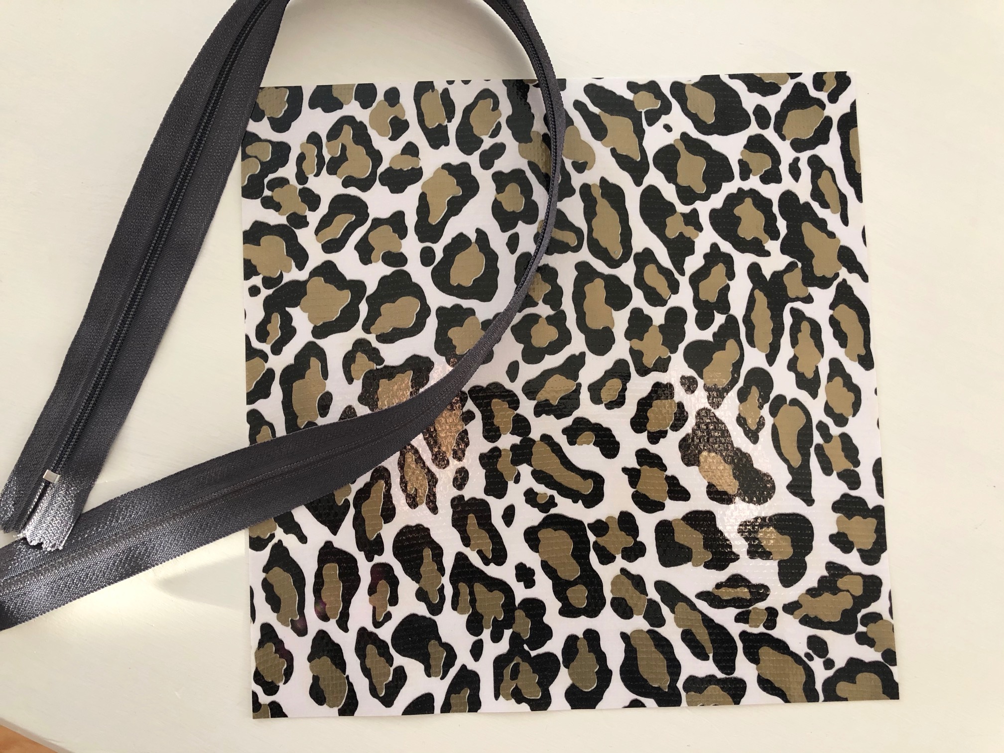 vinyl leopard zipper pouch