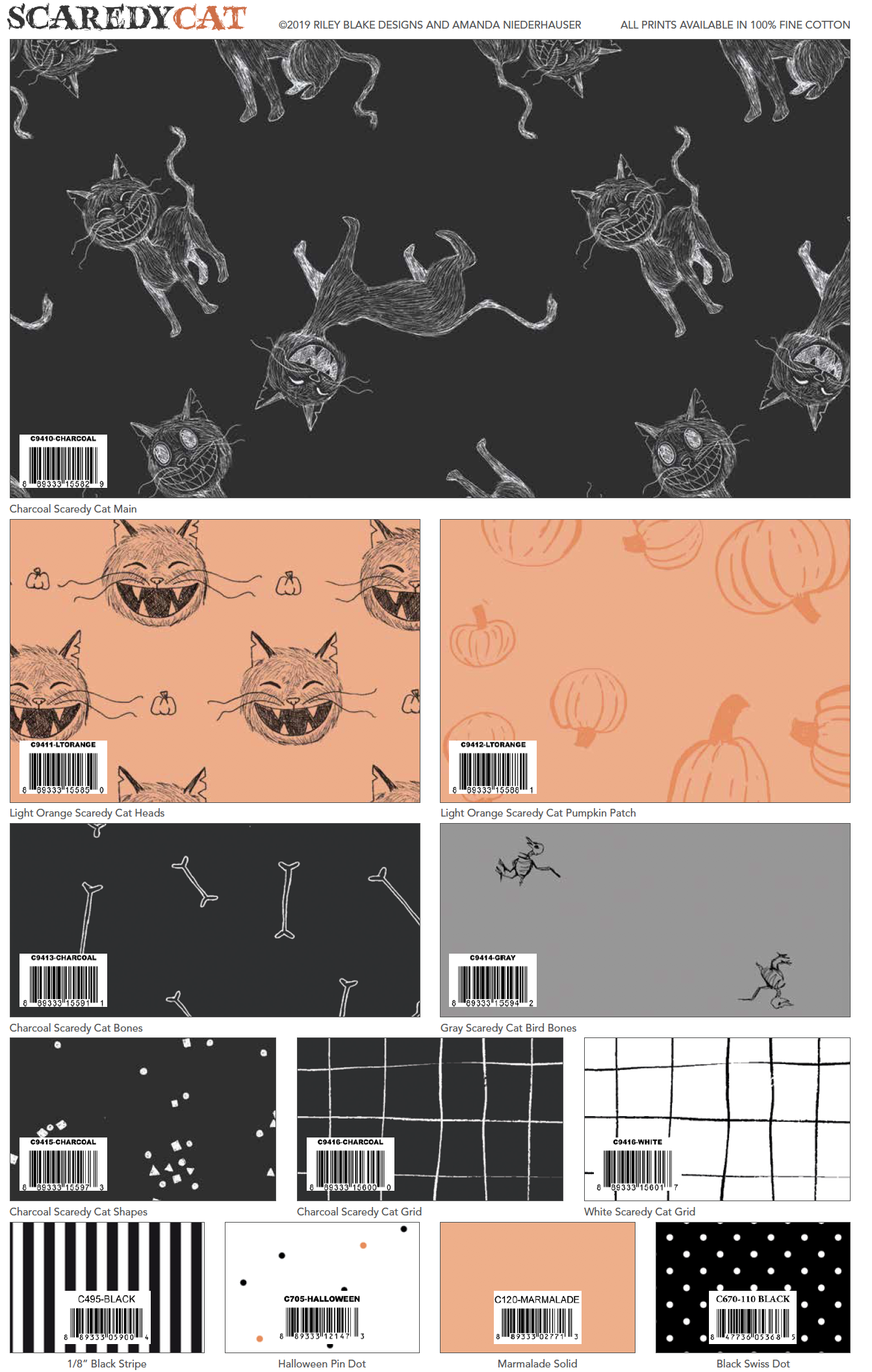 Scaredy Cats Midnight Creepy Crawlies Yardage, SKU# 53537-2