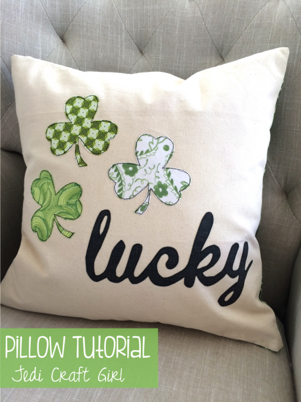 "Lucky Pillow" is a Free St. Patrick's Day Quilted Project designed by Amanda from the Jedi Craft Girl!