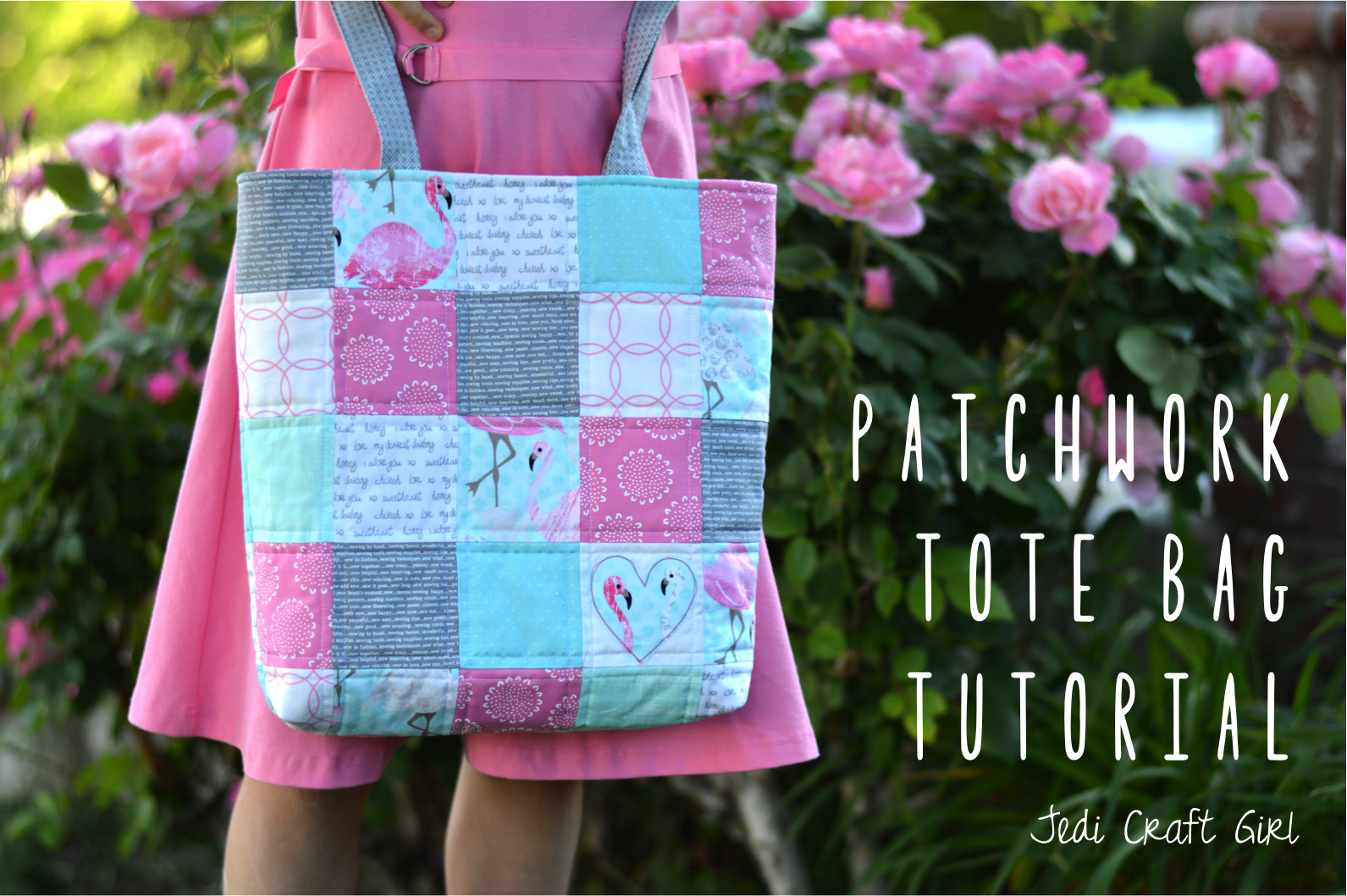 SQUARE PATCHWORK TOTE BAG, EASY BAG FROM FABRIC SCRAPS